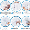 Diagram showing the six steps for using a portable USB rechargeable cool mist inhaler.