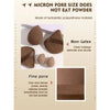 A product label showing a makeup sponge applicator set made of hydrophilic polyurethane material with fine pores.