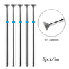 A set of five silver diamond nail drill bits with 4mm tips shown alongside a magnified view of the drill bit tip.