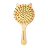 A wooden hair brush with numerous bristles is shown against a white background.