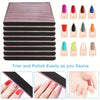 A set of dual-grit nail files with various colored tips for trimming and polishing nails.