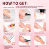 Step-by-step instructions showing how to apply and cure a professional poly extension gel kit for nails.