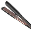 Plancha y rizador de cabello profesional de cerámica en negro y oro rosa.