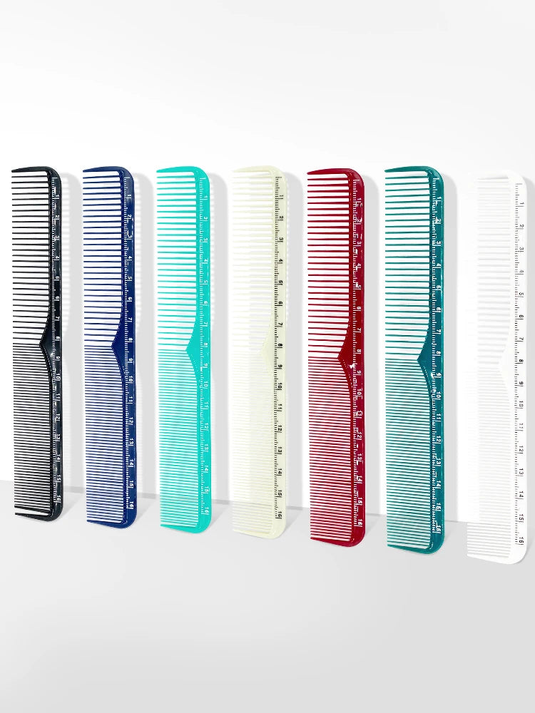 A set of professional neck and facial hair duster brushes in various colors including black, blue, teal, white, and red.