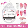 A package of 15ml Clear Solid Nail Gel featuring various shades and tools for nail art.