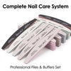 A set of professional nail files and buffers in various grits for manicure and pedicure