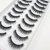 A tray of natural 3D mink false eyelashes displayed in a row.