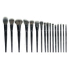 A collection of professional makeup brushes for contouring and highlighting, displayed vertically.