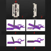 Six steps showing the assembly and use of a Dorco stainless blade straight edge barber razor.