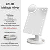 White LED makeup mirror with a round magnifying mirror and adjustable brightness features