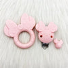 Perles en silicone roses en forme de visage de lapin pour le soin buccal du bébé