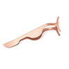 A pair of rose gold stainless steel eyelash tweezers for false lashes.