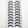 A display of natural 3D mink false eyelashes arranged in rows on a white tray.