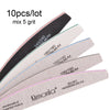 A set of 10 professional nail files with various grits, including 80/80 to 240/180.