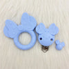 Perles de tétons en silicone bleu clair en forme de visage de lapin pour soins buccaux de bébé