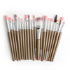 A collection of 20 professional makeup brushes in various shades and styles laid out on a white background.