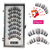 A set of 5 magnetic false eyelashes shown with various lash styles and measurements.