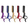 A set of six professional straight edge barber razors in various colors including purple, blue, tan, red, and black.