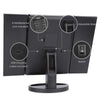 A black LED vanity makeup mirror with an adjustable base, USB charging port, and switch control.