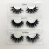 Ein Set aus drei Paar natürlichen Mink-Falscheyelashs (5D01, 5D172, 5D010) in klarem Verpackung.