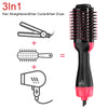 A black hair straightener, curler, and dryer tool with pink accents shown next to its line drawings.
