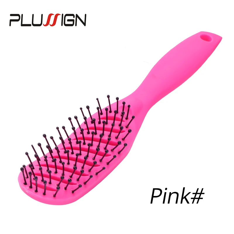 A bright pink professional multi-function hair styling comb with numerous fine teeth.