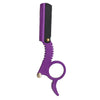 A purple professional straight edge barber razor with a black blade and a purple handle.