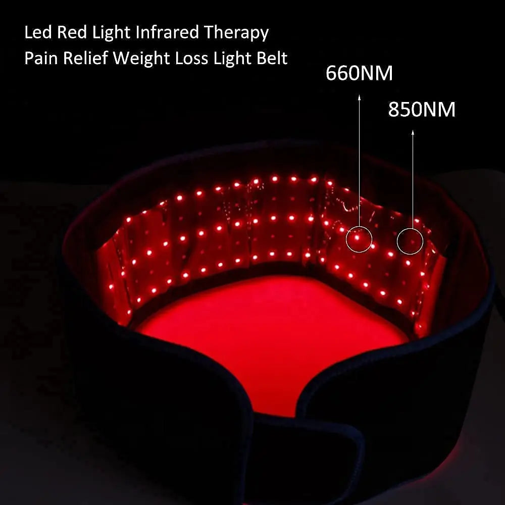 Schwarzer Lichtgürtel, der rote Infrartherapie-Licht mit 660nm und 850nm Wellenlängen emittiert.