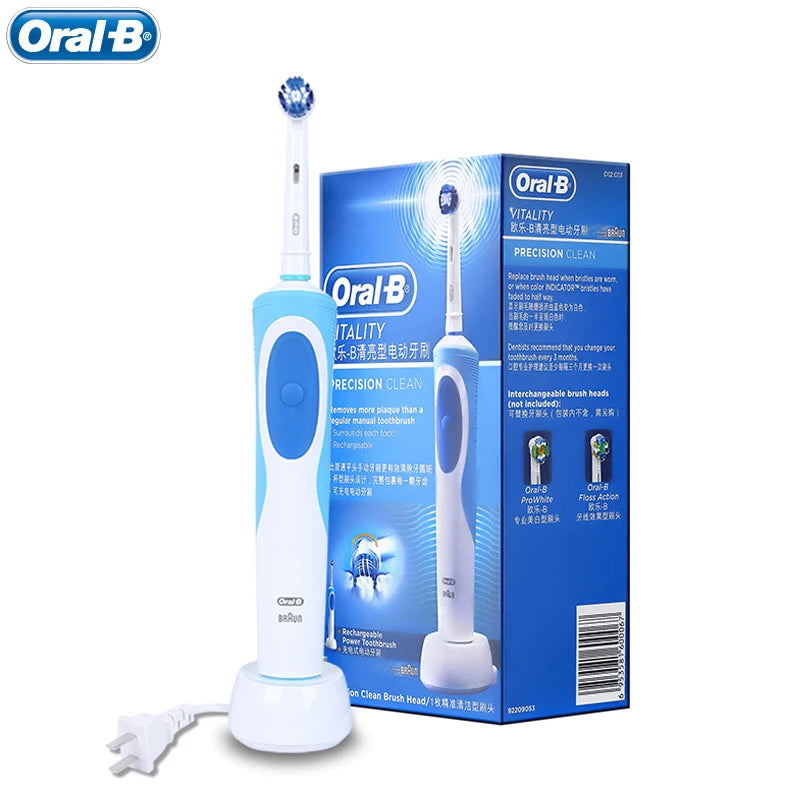 Oral-B Vitality Precision Clean electric toothbrush in blue and white packaging
