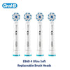 Three Oral-B EB60-4 Ultra Soft replaceable brush heads for the Precision Clean electric toothbrush.