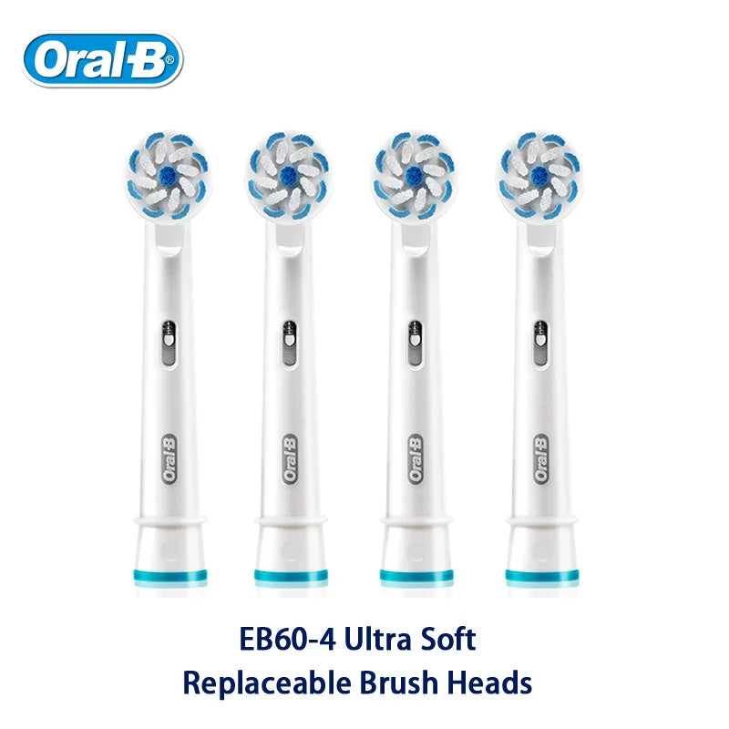 Three Oral-B EB60-4 Ultra Soft replaceable brush heads for the Precision Clean electric toothbrush.