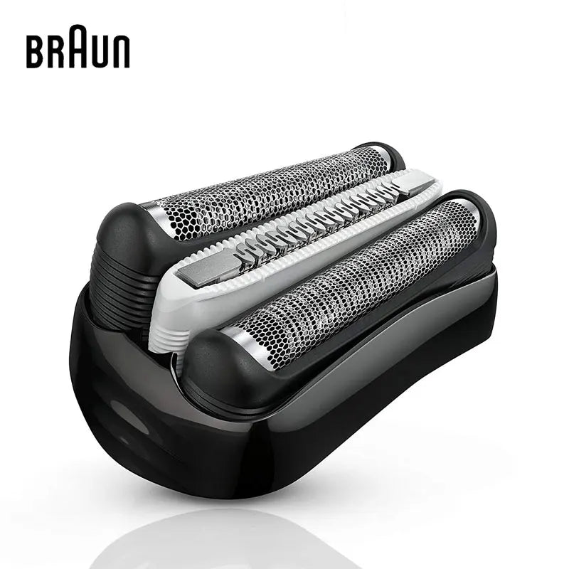 Cabezal de afeitar y cuchillas recortadoras Braun negro vistos desde arriba