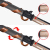 A close-up view of a professional nano titanium curling iron with LED, showing the barrel and heating element.