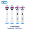 Set of four Oral-B EB18-4 3D White replaceable brush heads for the Precision Clean electric toothbrush.