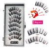 A set of 5 magnetic false eyelashes with various lengths and angles displayed in a clear case.