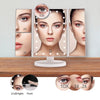 LED vanity makeup mirror showing various magnification levels including 2x, 3x, and 10x views