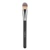 A black flat top kabuki foundation brush with a silver ferrule and natural hair bristles.