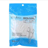 A clear plastic bag containing 100 dental floss picks for oral hygiene.