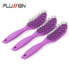 A set of purple plastic hair styling combs with fine teeth shown against a white background.