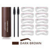 Dark brown waterproof eyebrow stamp kit with stencils and brush for eyebrow powder application