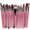 A collection of 20 professional makeup brushes in various shades of pink and black.