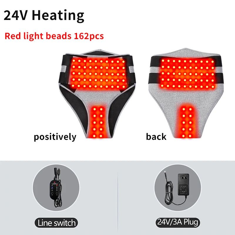 Red light beads 162 pieces of 24V heating pad shown from the front and back views