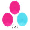 Three silicone facial cleansing brushes in pink and blue for deep pore cleansing