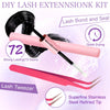 A kit for DIY lash extensions showing a lash bond and seal tool, a lash tweezer, and a superfine stainless steel refined tip.