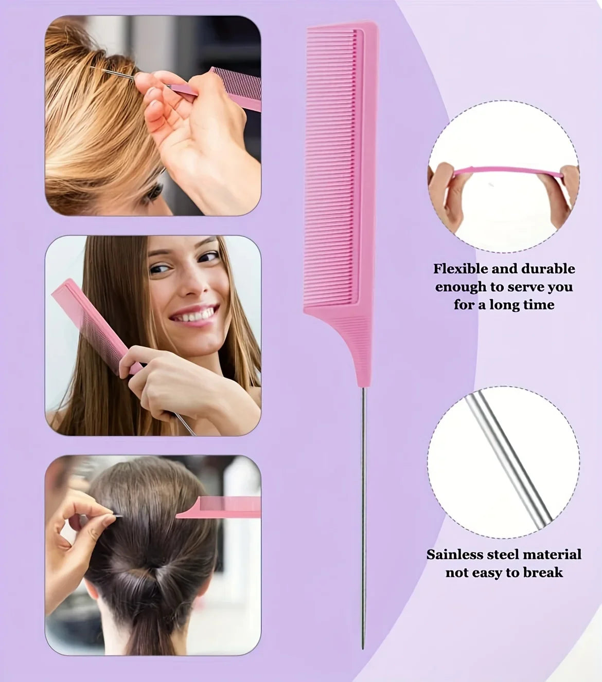 Ensemble de peignes professionnels roses pour coiffer les cheveux.