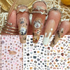 A collection of flower and butterfly nail stickers for DIY decoration featuring various cute animal designs