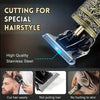 Close-up of a professional electric hair trimmer with stainless steel blades used for cutting special hairstyles.
