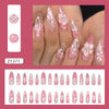 A set of pink cat eye false nails featuring 3D floral and butterfly designs on fingernails.
