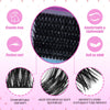 A collage of features for DIY Lash Clusters Multi-Density Extension Set including cruelty-free, perfect curl, comfortable and