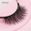 A close-up of a pink magnetic mink false eyelash set with long, dark lashes.